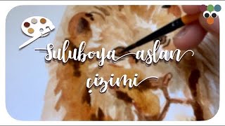 Yalnızca Fırça | Suluboya Aslan Çizimi | Lion with watercolor - iştebukadar