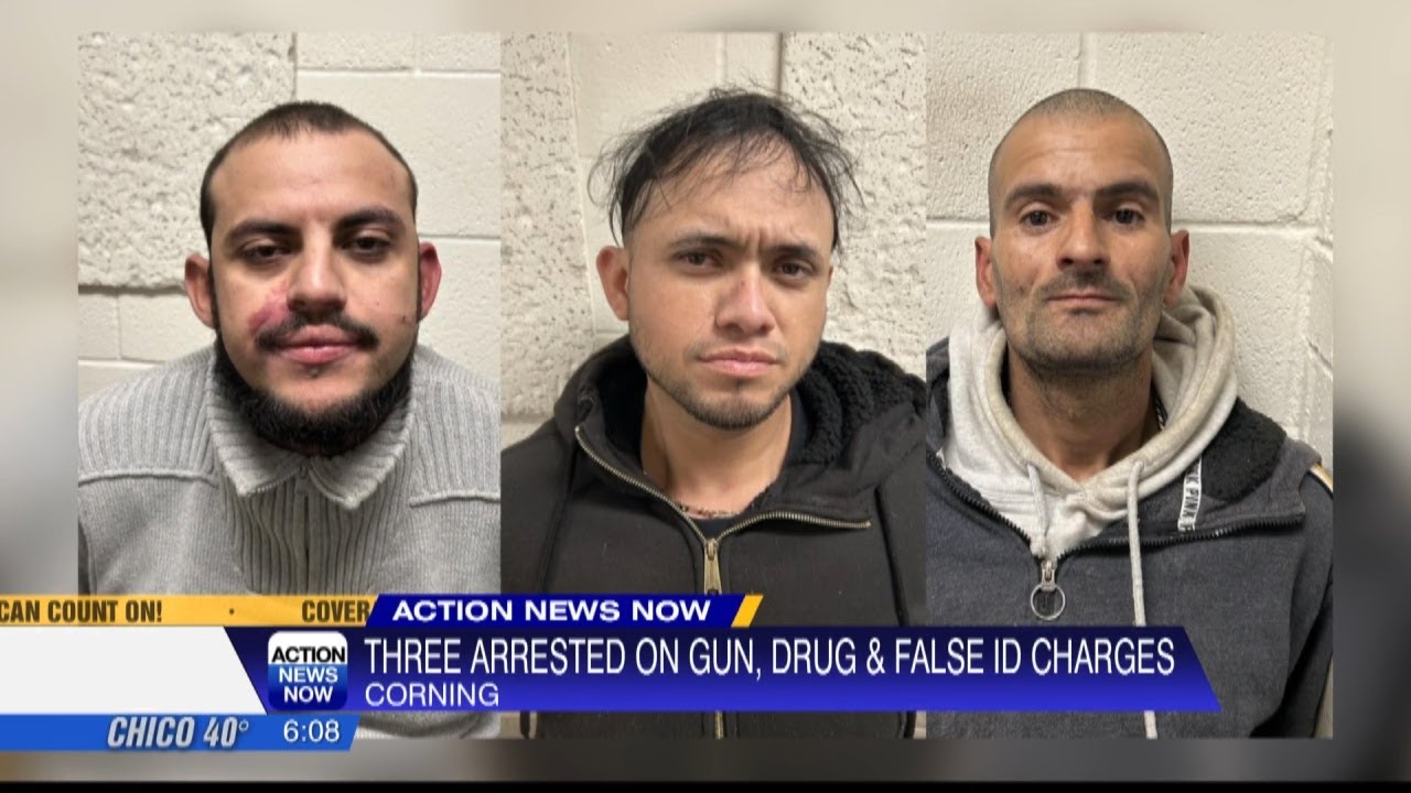 Corning traffic stop uncovers gun and drugs; three men arrested - YouTube