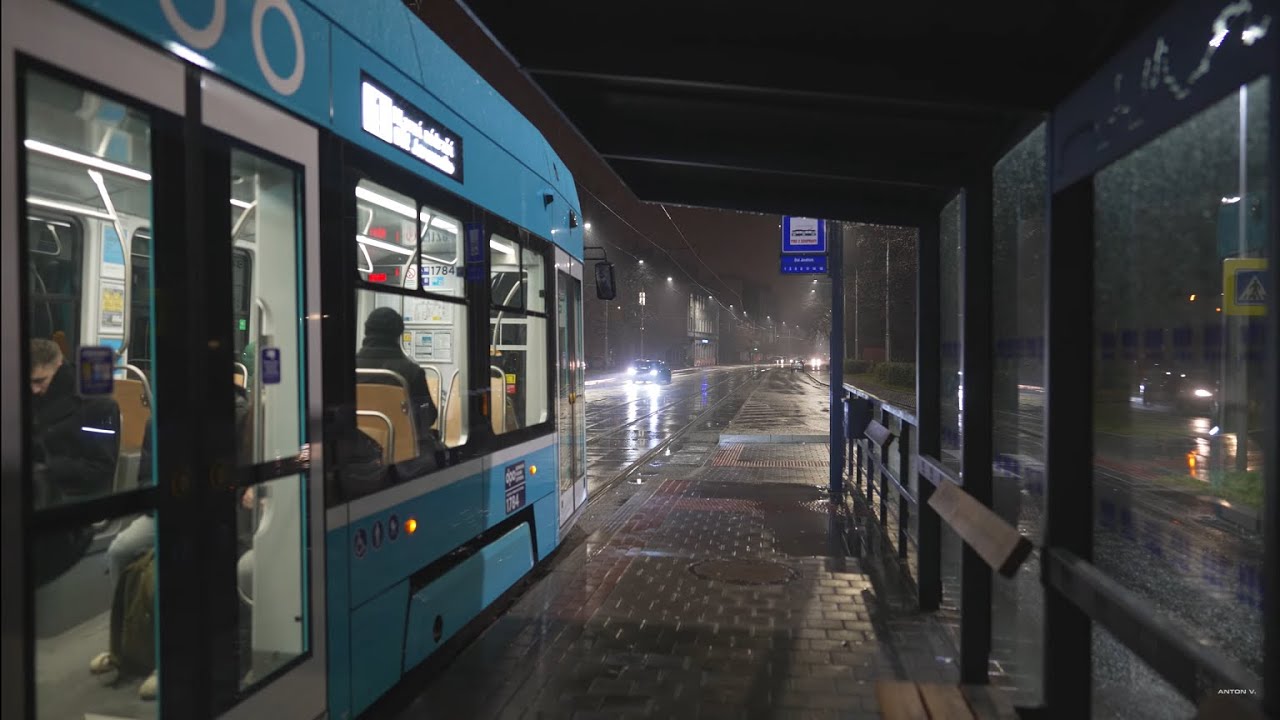 Czech Public, Ostrava, tram 12 night ride from Poliklinika Hrabůvka to Důl Jindřich