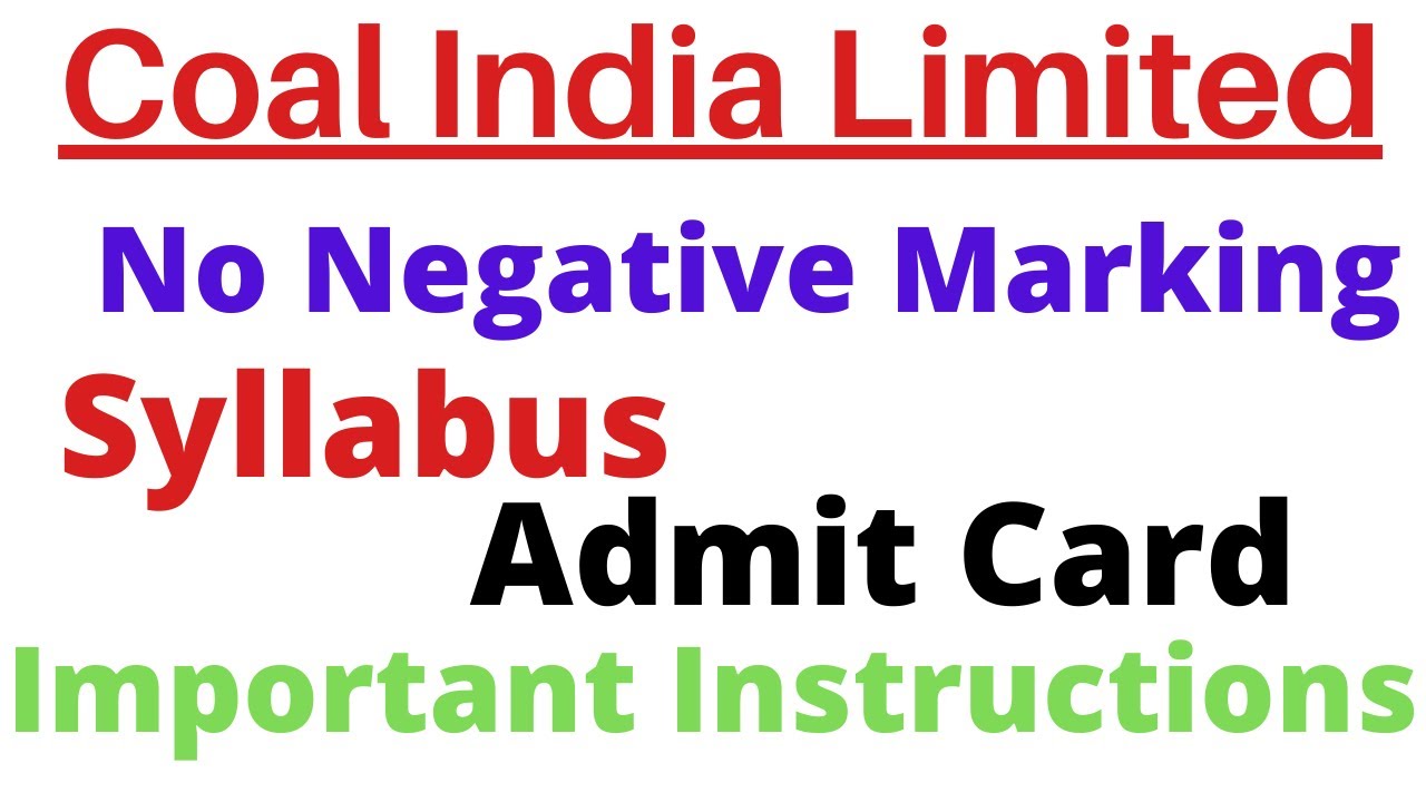 CIL Admit Card With Important Instructions