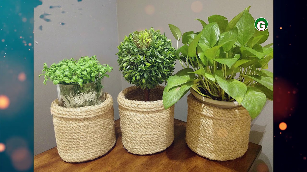 jute planter baskets Decorate old flower pot with jute rope YouTube