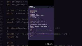 Password protected in C language #cpp #c #cprogramming #python #java #python #coding  #coder #code