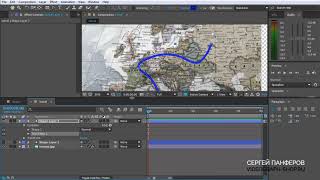 Adobe After Effects - Анимированная линия на карте с объектом Adobe After Effects - Анимированная линия на карте с объектом