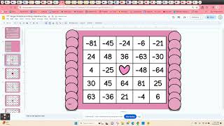 Valentine's Day Integer Multiplication Bingo screenshot 4