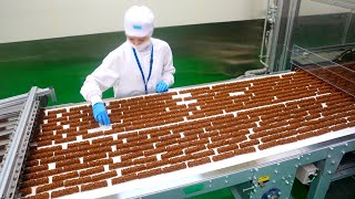 видео: Процесс массового производства японских шоколадных протеиновых батончиков. картинка: Процесс массового производства японских шоколадных протеиновых батончиков.