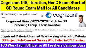 Cognizant Exam Started GD Round SD Role Who All Failed in Internship TCS Calling Everyone WFO No WFH
