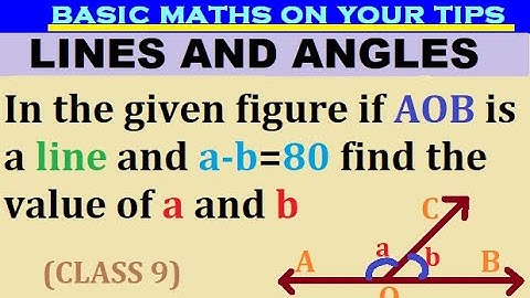 In the given figure if AOB is a line and a-b=80 find the value of a and b