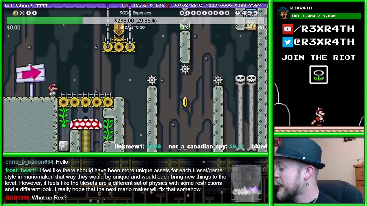 RexRath Twitch Stream 04/29/17 - Super Mario Maker (Kaizo Race & SeanHip Puzzle & CarlSagan42 Level)