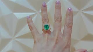 Video: Emerald Ring 3.40ct Yellow Gold SUNRISE RECTANGLE