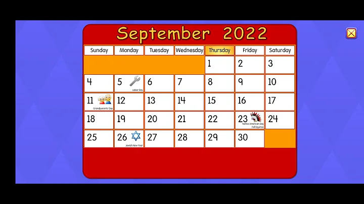 Starfall Calendar September 2022.