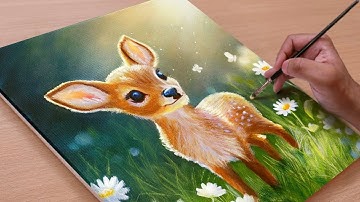 Painting a Cute Deer / Acrylic Paintings  / STEP BY STEP Tutorial