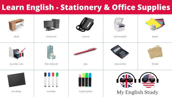 List of Office Supplies in English  Stationery Items Vocabulary Words 