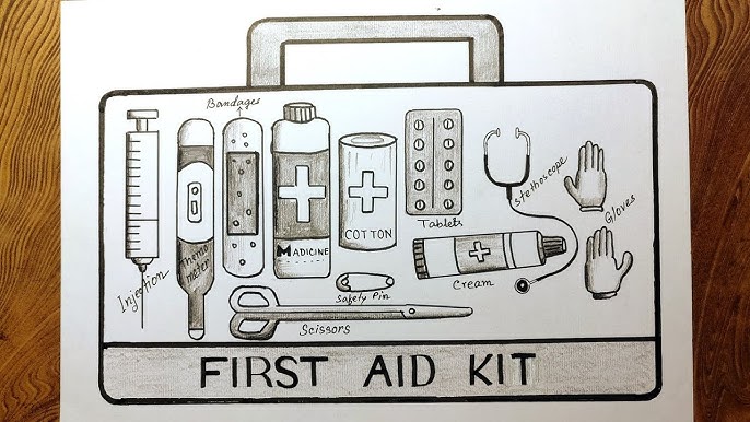 How to draw first aid box drawing easy way, Doctor kit drawing step by  step