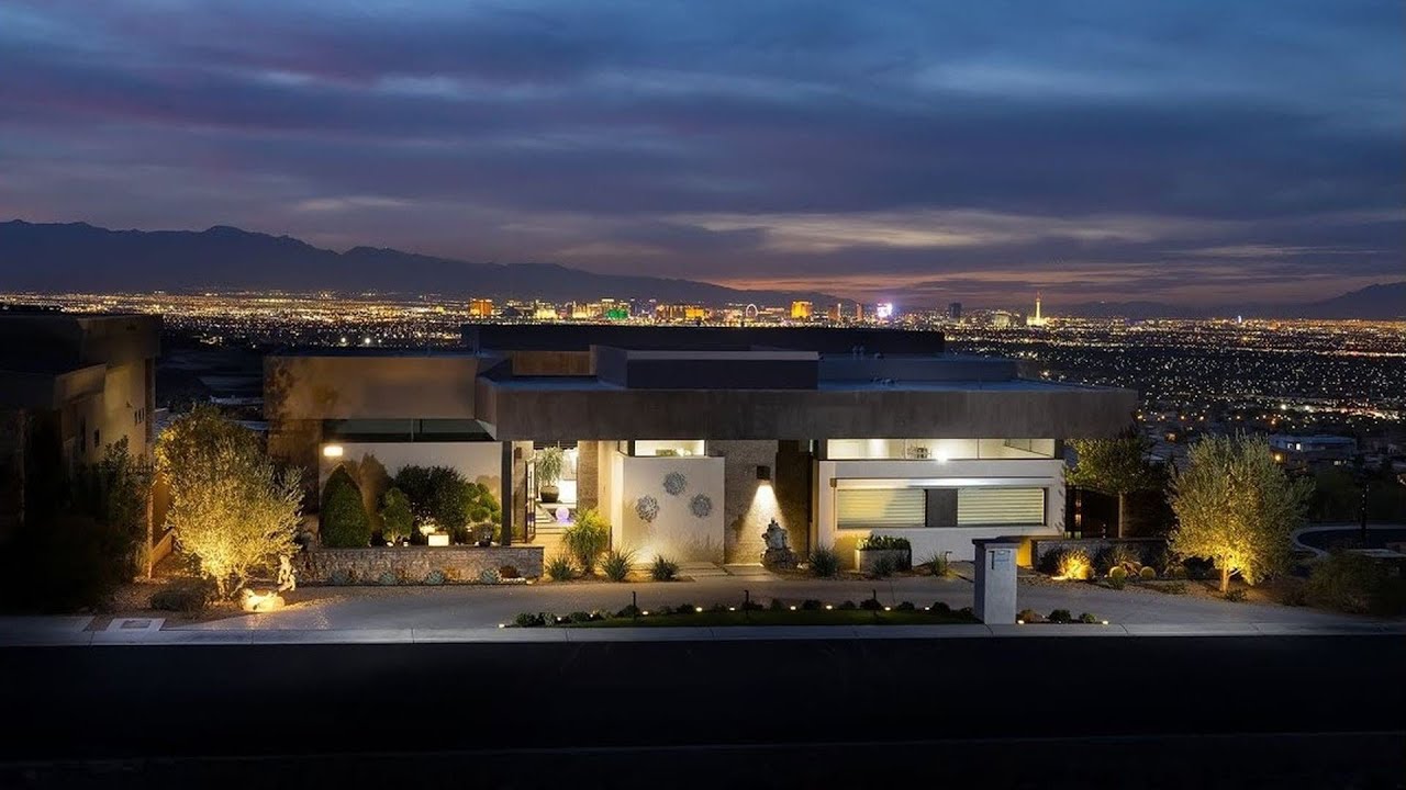 This $4,500,000 Henderson Modern Home has Expansive Entertaining Terrace with Strip Views