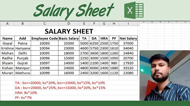 Salary Sheet in Excel | If formula in Microsoft Excel | TA,DA,HRA formula in Excel - DayDayNews