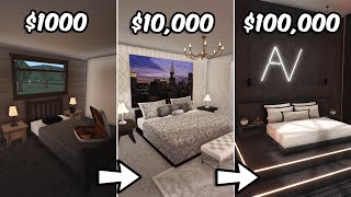 BUILDING A BEDROOM IN BLOXBURG with $1k, $10k, and $100k