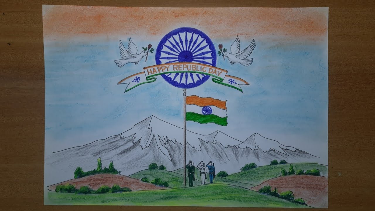 Republic Day Drawing | Happy Republic Day Drawing | Republic Day Poster Drawing |