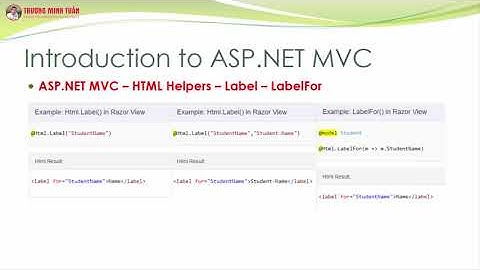ASP.NET MVC (Lesson34) - ASP.NET MVC Với HtmlHelper Label, LabelFor | TRUONG MINH TUAN
