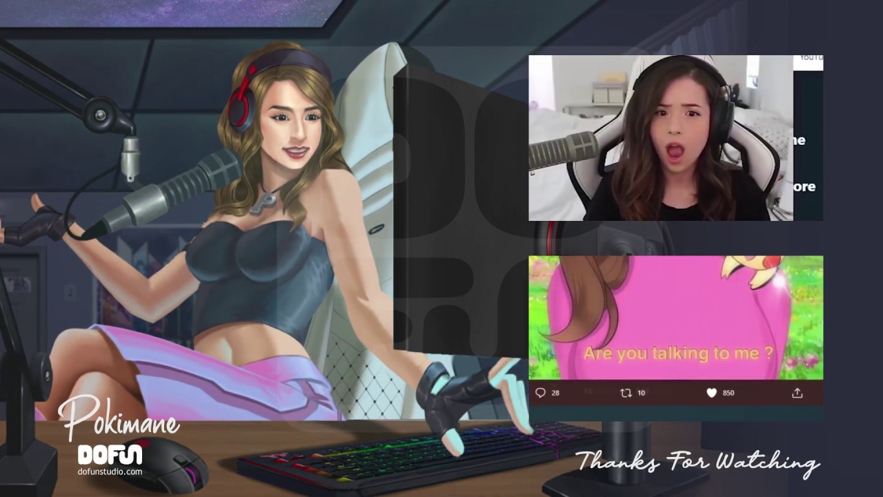 Pokimane Epic YouTube Outro or End Screen Painting Animation Style