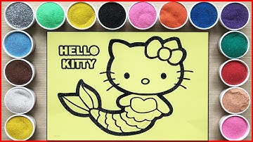 TÔ MÀU TRANH CÁT MÈO HELLO KITTY BIẾN HÓA THÀNH TIÊN CÁ - Kitty mermaid sand painting (Chim Xinh)