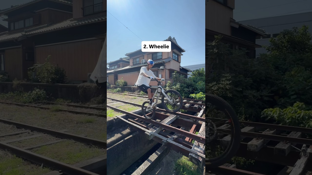 4 TRICKS ON RAILWAY 🚃 #mtb #bike
