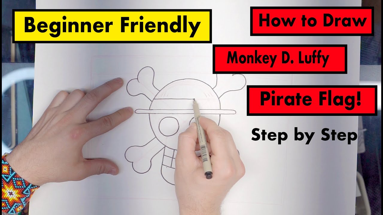 How to Draw Monkey D. Luffy Flag Step by Step - YouTube