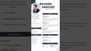 Resume design | Professional Cv for job | USA | Europass | #resume #cv #professionalresume