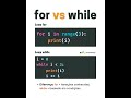 Diferença entre o loop for vs o loop while em Python #python #coding