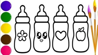Baby milk bottle Drawing | Simple drawing & Colouring | easy drawing step by step #milkbottledraeing