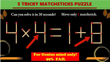 Brain Test I Solving Matchstick Puzzle #28 I 5 Tricky Matchstick Puzzle II 4 x 4 = 1 + 8