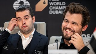 Press conference after the epic 6th game of the Carlsen vs Nepo World Championship Match 2021