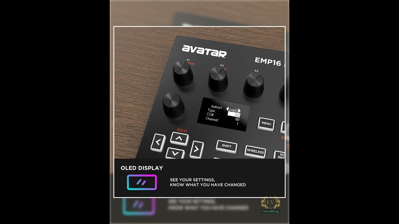 Avatar EMP16 MIDI Pad Controller – 16 RGB Pads, Wireless BT5.0 & DAW Integration for Music Produc...