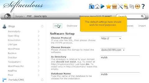 How to install MyBB from Softaculous
