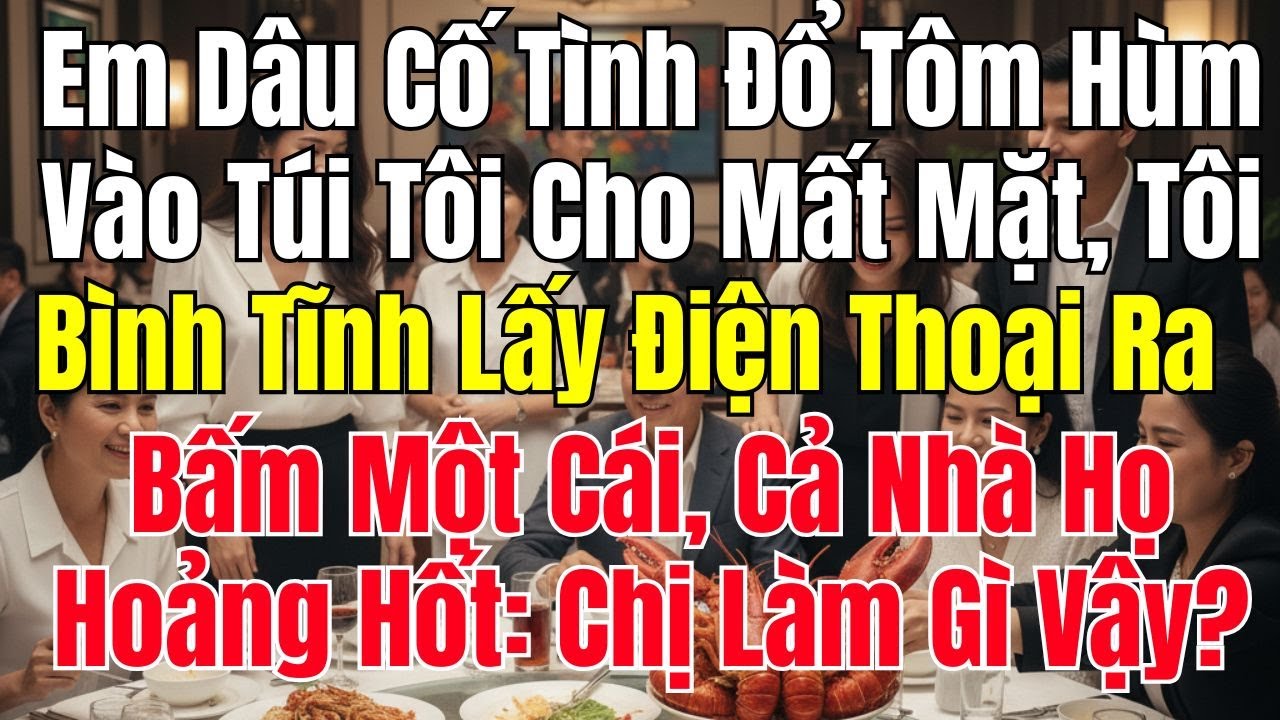 Em Dâu Cố Tình Đổ Tôm Hùm Vào Túi Tôi Cho Mất Mặt, Tôi Chỉ Bấm Một Cái Khiến Cả Nhà Họ Tái Mặt!