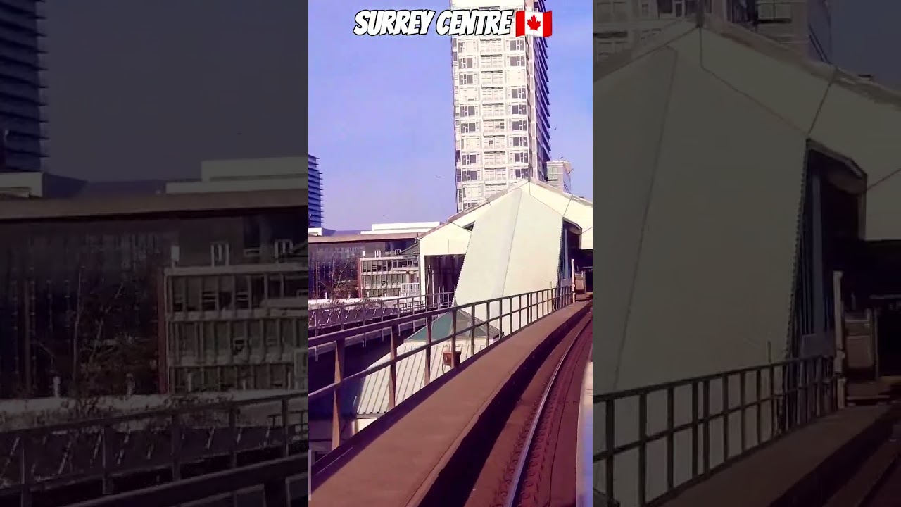 Expo Line SkyTrain arriving at Surrey Centre Skytrain Station in Surrey BC 🚊🍁🇨🇦