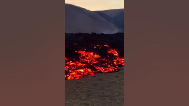 Hot burning Lava up close Iceland