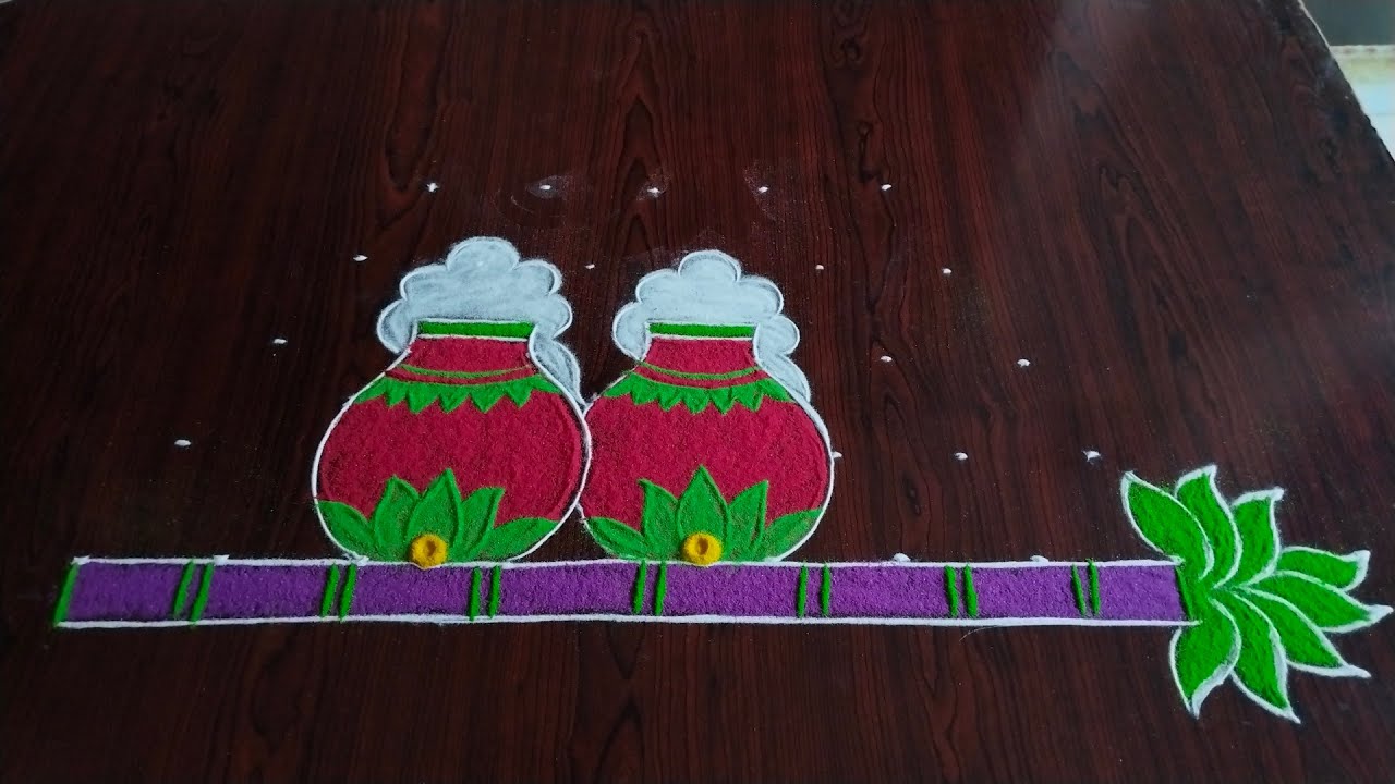 Pongal special rangoli design (9×5) dot's...