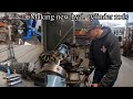 Hydraulic cylinder chrome rod replacement, machining and welding on IH 175c track loader