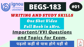 IGNOU BEGS-183 VVI/Important Questions For Exam. Full Book in 2 hr.Part-01.@shiksamattersignou #ignou