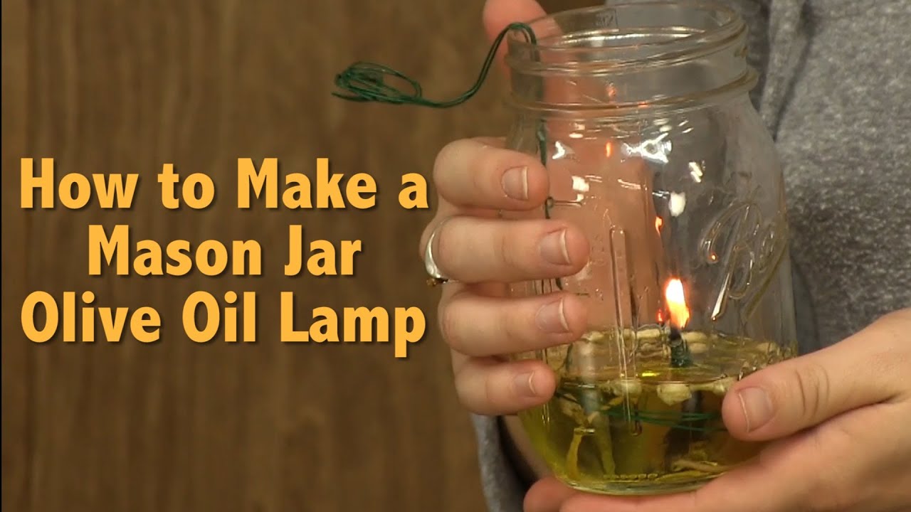 Mason Jar Oil Lamp - Red Leaf Style