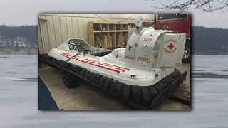 Ffisherman rescued on Delavan Lake by hovercraft