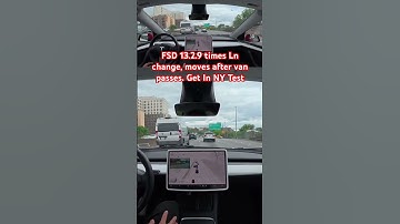 FSD 13.2.9 times Ln change, moves after van passes. Get In NY Test #teslafsd #fsdbeta #fsd