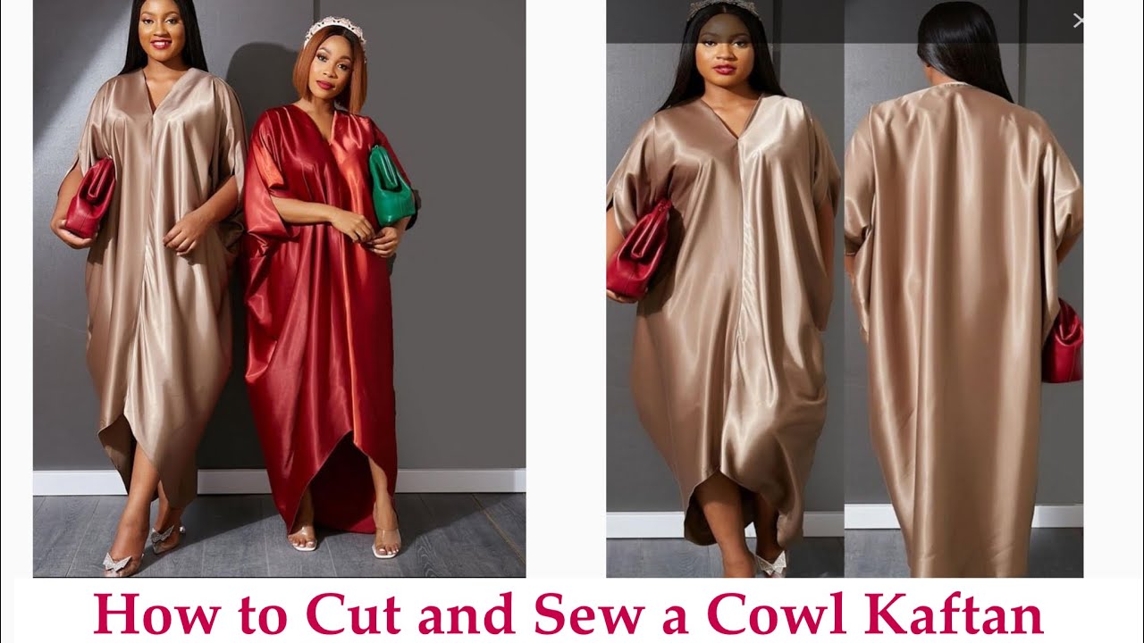 How to make a cowl kaftan dress / No side seam dress (step by step)
