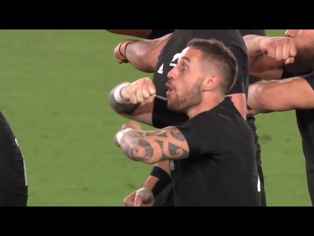 New Zealand's first Haka at Rugby World Cup 2019 class=