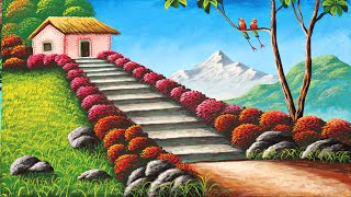 Mountain House scenery painting | Acrylic painting style | painting 498 by Easy paint with Biswanath 8,800 views 6 months ago 16 minutes