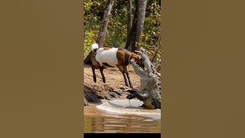 🐘 Elephant Slams Crocodile with Trunk to Save Baby Goat 🐐 | Unbelievable Rescue  #Trending #Nature