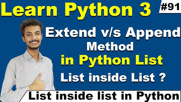 Difference between Append and Extend method of Python List, Python Tutorial in Hindi, Cyber Warriors