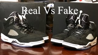 Air Jordan 5 moonlight/Oreo Real Vs Fake review. Black light and weight comparison.
