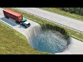 Cars vs Giant Pit - Water Potholes - BeamNG.Drive