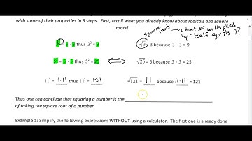 Geometry Ch. 9 Section 9.1A Radical Review video #1